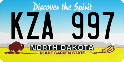 ND license plate KZA997