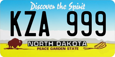 ND license plate KZA999