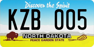 ND license plate KZB005