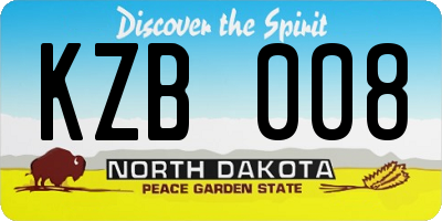 ND license plate KZB008