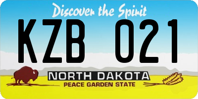 ND license plate KZB021