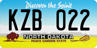 ND license plate KZB022