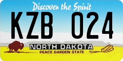 ND license plate KZB024