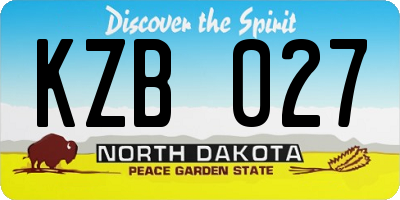 ND license plate KZB027