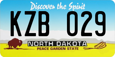 ND license plate KZB029