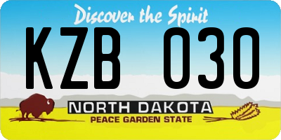 ND license plate KZB030