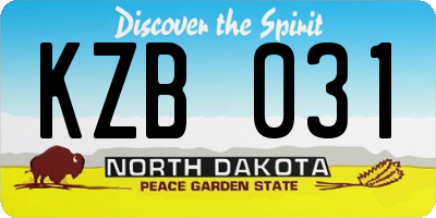 ND license plate KZB031