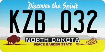ND license plate KZB032