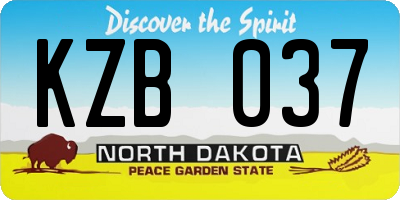 ND license plate KZB037