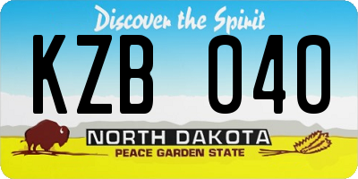 ND license plate KZB040