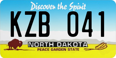 ND license plate KZB041