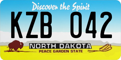 ND license plate KZB042