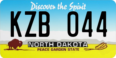 ND license plate KZB044