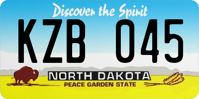 ND license plate KZB045