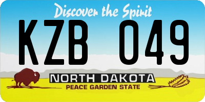 ND license plate KZB049