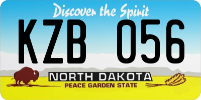 ND license plate KZB056