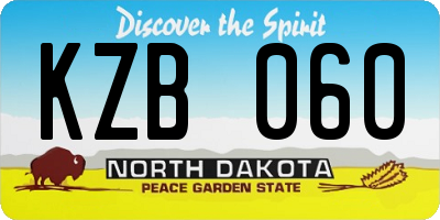 ND license plate KZB060