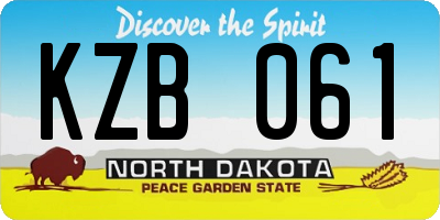 ND license plate KZB061