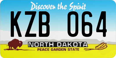 ND license plate KZB064