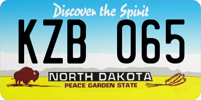 ND license plate KZB065