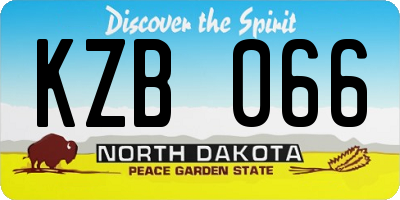 ND license plate KZB066