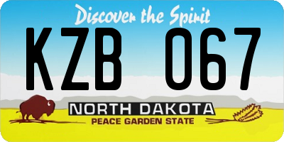 ND license plate KZB067