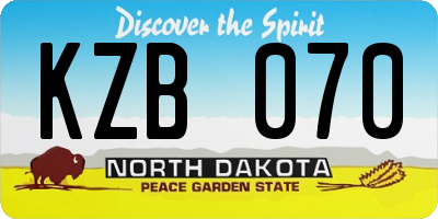 ND license plate KZB070