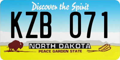 ND license plate KZB071