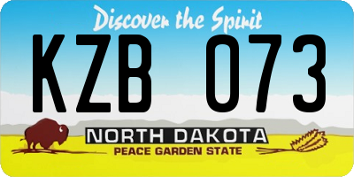 ND license plate KZB073