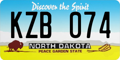 ND license plate KZB074