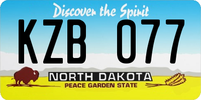 ND license plate KZB077