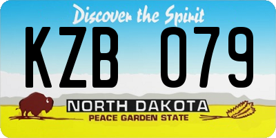 ND license plate KZB079