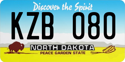 ND license plate KZB080