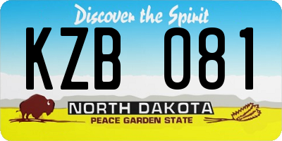 ND license plate KZB081
