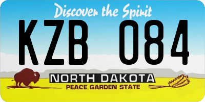 ND license plate KZB084