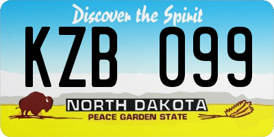 ND license plate KZB099