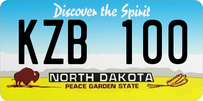 ND license plate KZB100