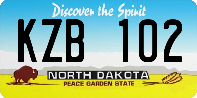 ND license plate KZB102