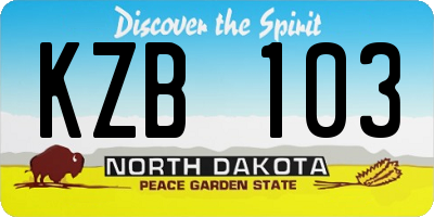 ND license plate KZB103