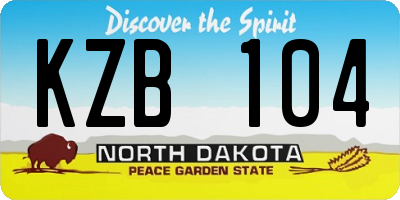 ND license plate KZB104