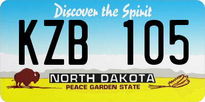 ND license plate KZB105