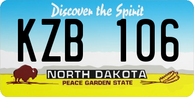 ND license plate KZB106