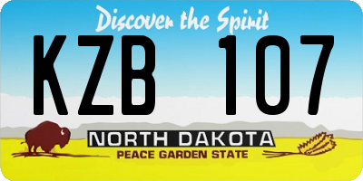 ND license plate KZB107