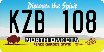 ND license plate KZB108