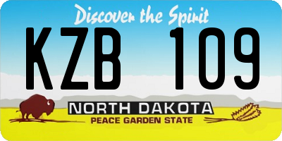 ND license plate KZB109