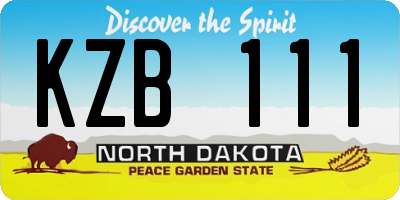 ND license plate KZB111