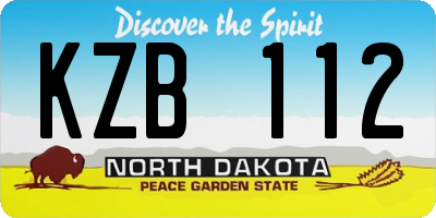 ND license plate KZB112