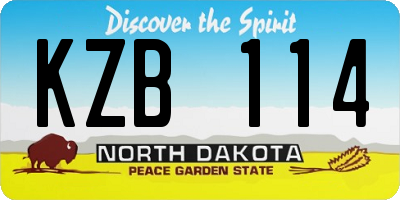 ND license plate KZB114