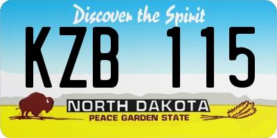 ND license plate KZB115