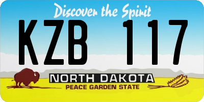 ND license plate KZB117